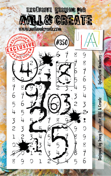 AALL & Create, Splattered Numbers, A7 Clear Stamp, #350