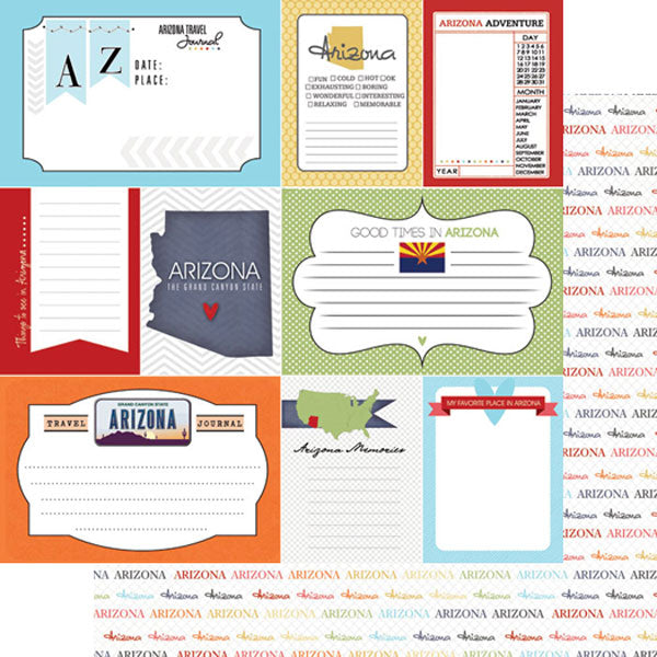 12"x12" Double-Sided Paper, Travel Journal, Arizona