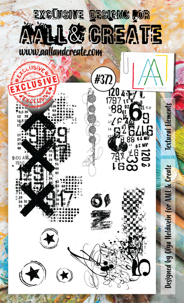 AALL & Create, #372, Textural Elements, A6 Clear Stamps, Designed by Olga Heldwein