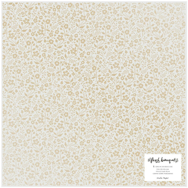 Crate Paper, 12"x12" Fresh Bouquet Single-Sided Specialty Vellum with Gold Foil, Sweetheart,