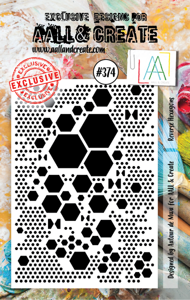 AALL & Create, A7 Clear Stamp Set, Reverse Hexagons, #374