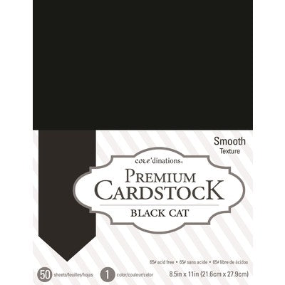 Core'dinations Value Pack Smooth Cardstock 8.5"X11" 50/Pkg, Black Cat, 65#