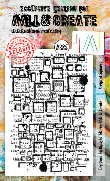 AALL & Create, A6 Clear Stamp Set, Scripted Squares, #385
