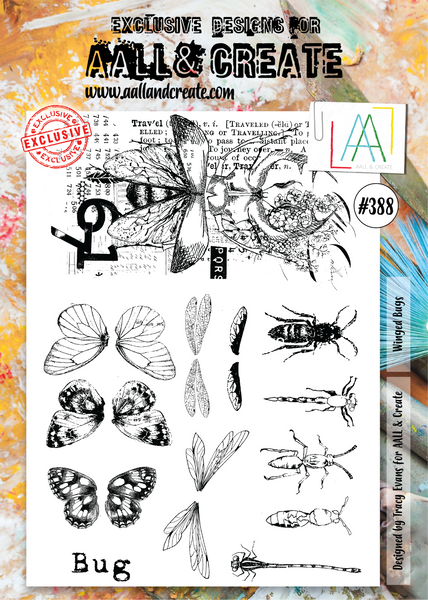 AALL & Create, A4 Clear Stamps, Winged Bugs, #388
