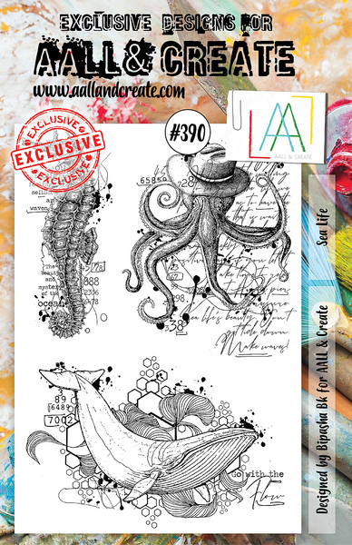 AALL & Create, A5 Clear Stamp Set, Sea Life, #390