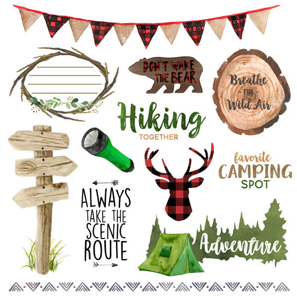 12"x12" National Park Watercolor Paper, Camping Things 2 Cut Out