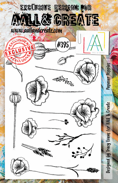 AALL & Create, A5 Clear Stamp Set, Papaver Poppies, #395