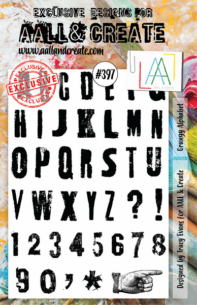 AALL & Create, A5 Clear Stamp Set, Grungy Alphabet, #397