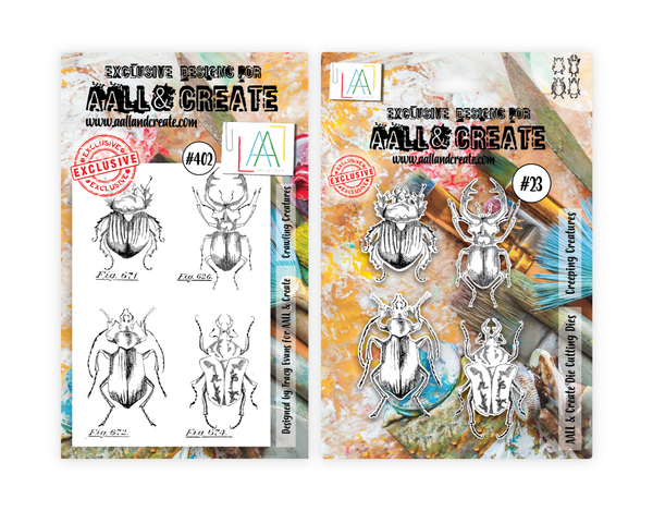 AALL & Create, Crowling Creatures, Stamp & Dies Set Combo, Designed by Tracy Evans, #402 & #23