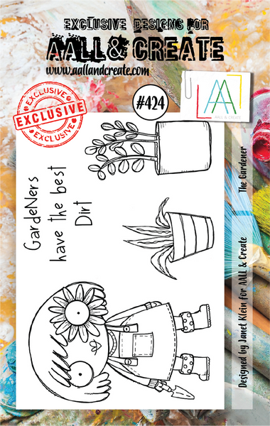 AALL & Create, #424, The Gardener, A7 Clear Stamp, Designed by Janet Klein