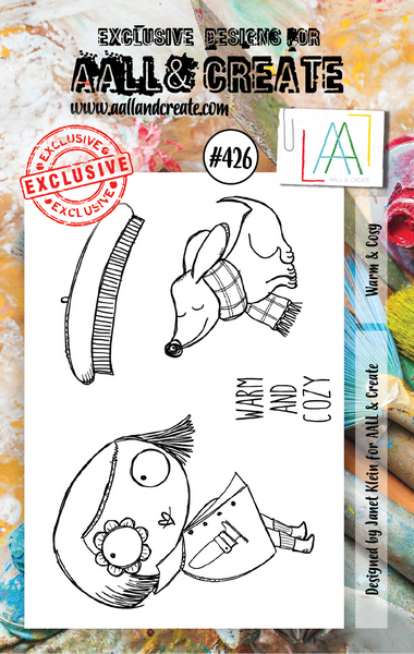 AALL & Create, #426, Warm & Cozy, A7 Clear Stamp, Designed by Janet Klein