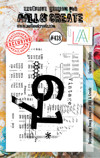 AALL & Create, #438, Ephemera Digits, A7 Clear Stamp, Designed by Tracy Evans