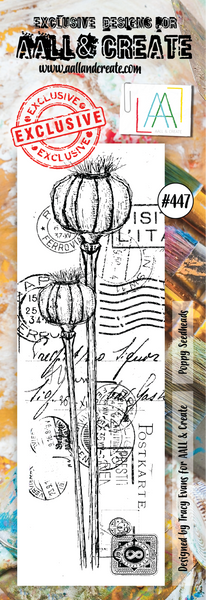 AALL & Create, Clear Border Stamps, Poppy Seedheads, #447, Designed by Tracy Evans