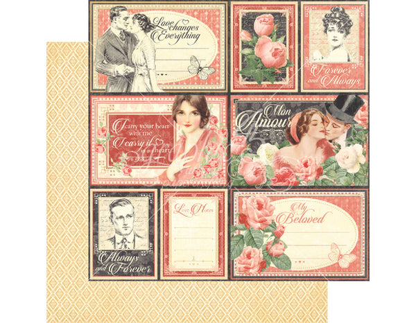 Graphic 45, Mon Amour, Double-Sided Cardstock 12"X12", My Beloved