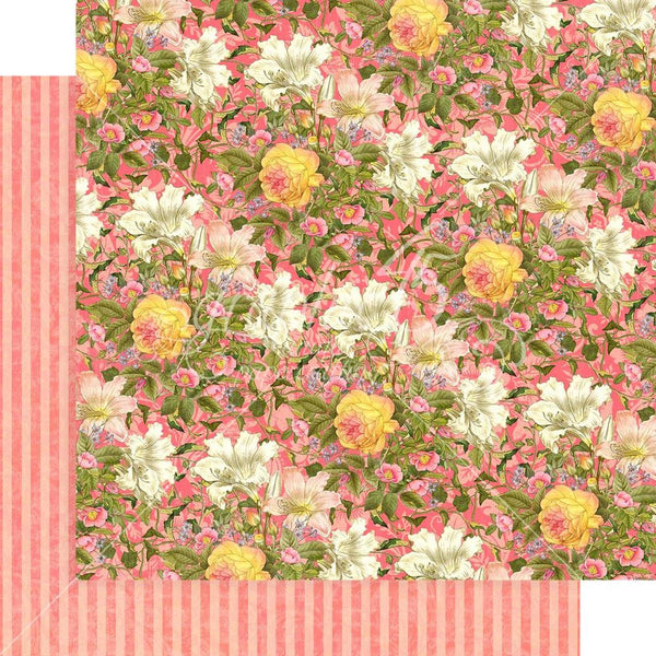 Graphic 45, Floral Shoppe Double-Sided Cardstock 12"X12", Pink Lilies