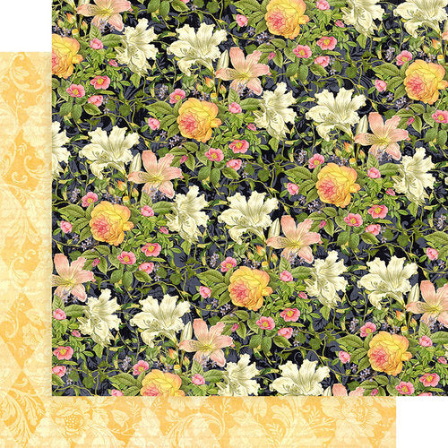 Graphic 45, Floral Shoppe Double-Sided Cardstock 12"X12", Indigo Lilies