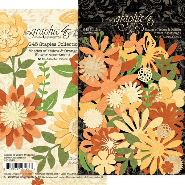 Graphic 45 Staples Flower Assortment, Shades Of Yellow & Orange