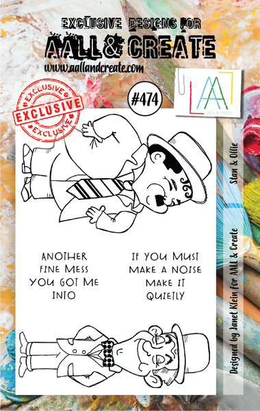 AALL & Create, #474, Stan & Ollie, A7 Clear Stamp, Designed by Janet Klein