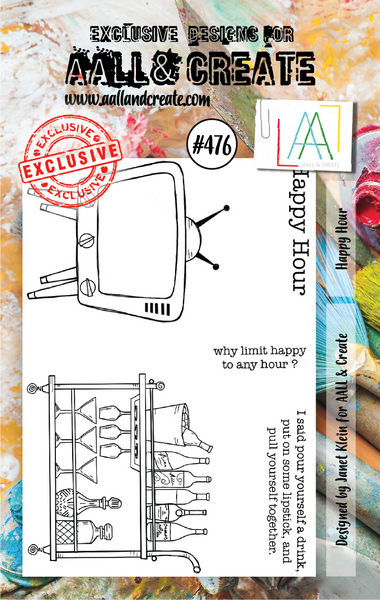 AALL & Create, #476, Happy Hour, A7 Clear Stamp, Designed by Janet Klein