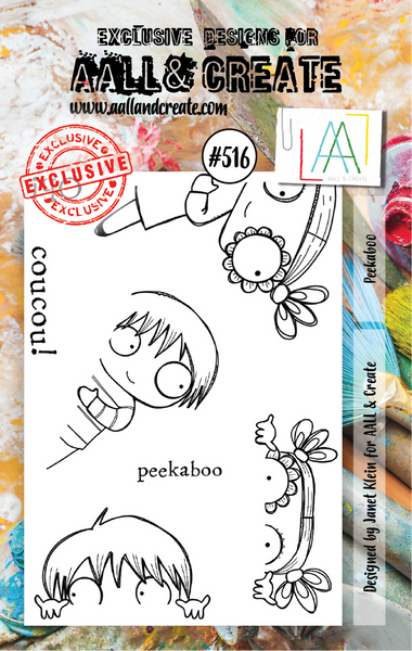 AALL & Create, #516, Peekaboo, A7 Clear Stamp, Designed by Janet Klein