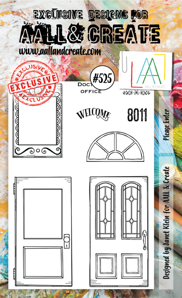 AALL & Create, #525, Please Enter, A6 Clear Stamps, Designed by Janet Klein