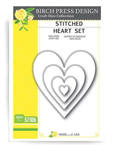 Birch Press Design, Die, Stitched Heart Set