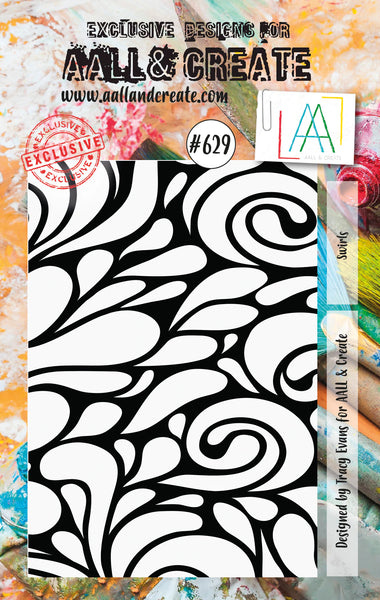 AALL & Create, A7 Clear Stamp by Tracy Evans, Swirls, #629