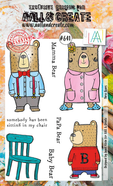 AALL & Create, #641, Three Bears, A6 Clear Stamp by Janet Klein