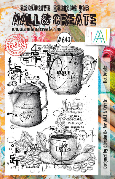 AALL & Create, A5 Clear Stamp by Bipasha Bk, Hot Drinks, #643