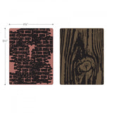 Sizzix Texture Fades A2 Embossing Folders 2/Pkg by Tim Holtz, Bricked & Woodgrain (Retired)