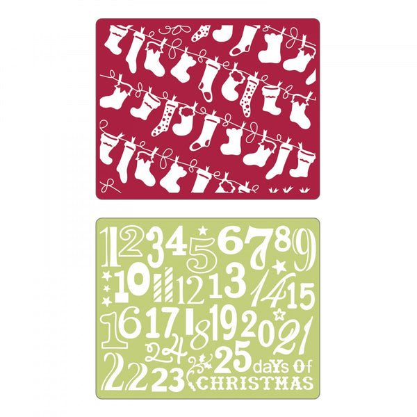 Sizzix Textured Impressions Embossing Folders 2PK - Christmas Stockings Set (Retired)