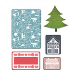 Sizzix Textured Impressions A2 Embossing Folder W/Bonus Dies 5/Pk, Snowman By BasicGrey (Retired)
