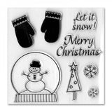 Sizzix Framelits Dies 7/Pkg With Cling Stamps, Mittens & Snowglobe