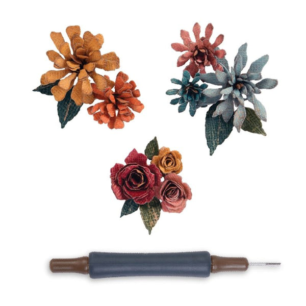 Sizzix Thinlits Dies By Tim Holtz 15/Pkg, Tiny Tattered Florals, Quilling Tool Included