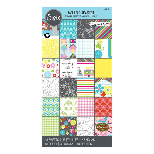 Sizzix Paper - 6" x 12" Cardstock Pad by Eileen Hull, Heartfelt, 48 Sheets