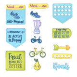 Sizzix - Katelyn Lizardi, Framelits Die Set 12PK w/Stamps - Health & Fitness Planner