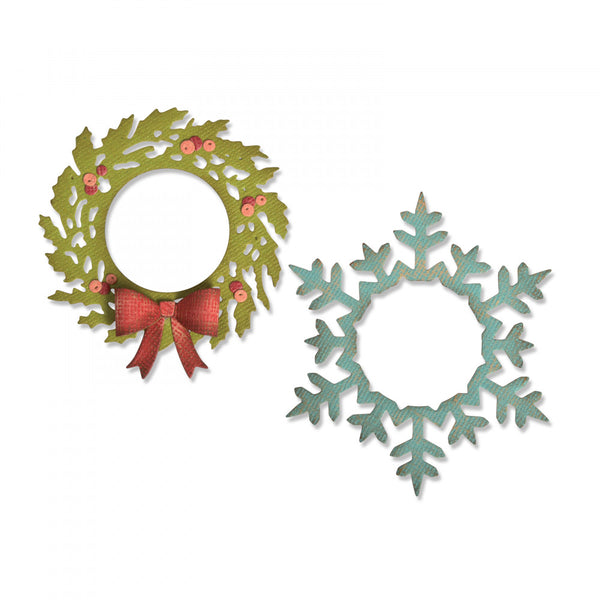 Sizzix Thinlits Dies By Tim Holtz, Wreath & Snowflake