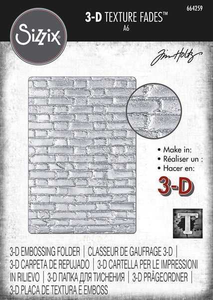 Sizzix 3D Texture Fades Embossing Folder By Tim Holtz, Brickwork