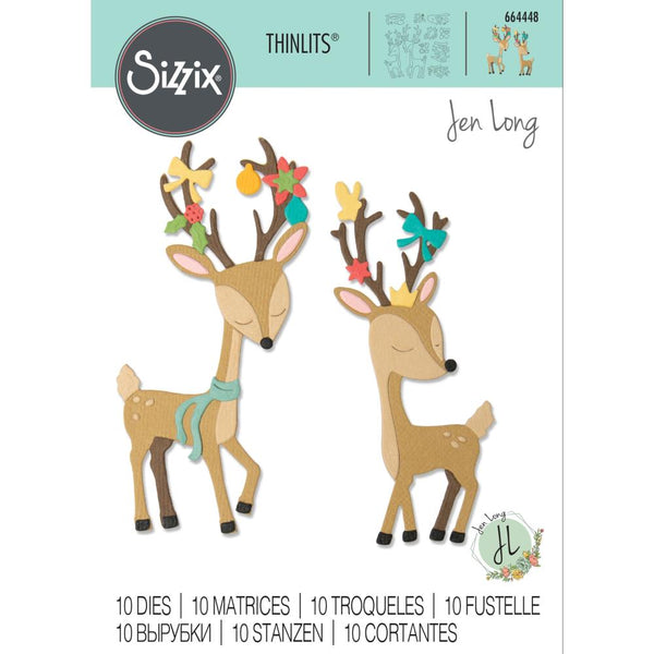 Sizzix Thinlits Dies By Jen Long 10/Pkg, Christmas Deer
