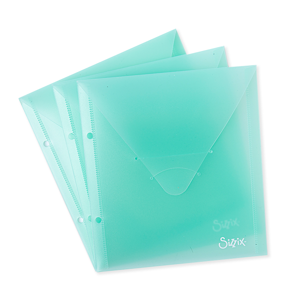 Sizzix Plastic Envelopes 3/Pkg, 6.875"X5", Mint Julep