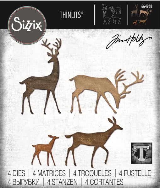 Sizzix Thinlits Dies By Tim Holtz 4/Pkg, Darling Deer