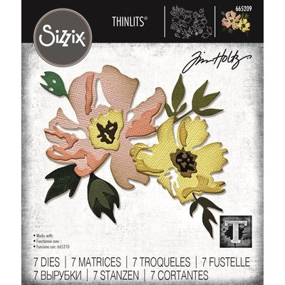 Sizzix Thinlits Dies By Tim Holtz 7/Pkg, Brushstroke Flowers #1