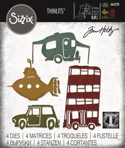 Sizzix Thinlits Dies By Tim Holtz 4/Pkg, Wacky Transport #1