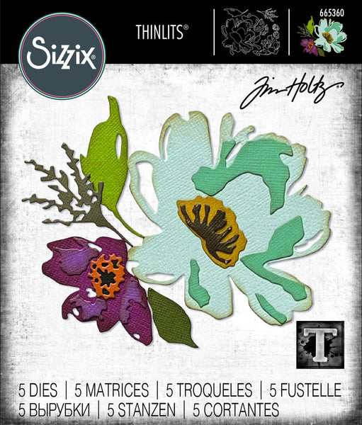 Sizzix Thinlits Dies By Tim Holtz 5/Pkg, Brushstroke Flowers #3