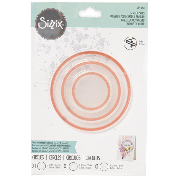 Sizzix Making Essentials Shaker Panes, Circles 1.5"/2.5"/3.5", 3/Pkg