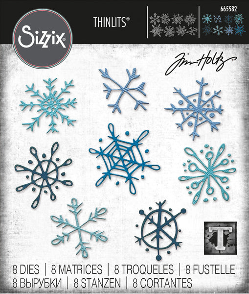 Sizzix Thinlits Dies By Tim Holtz 8/Pkg, Scribbly Snowflakes