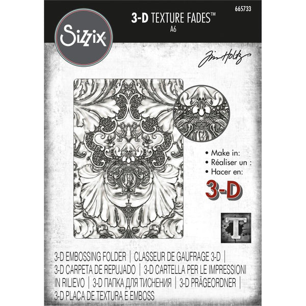 Sizzix 3D Texture Fades Embossing Folder By Tim Holtz, Damask