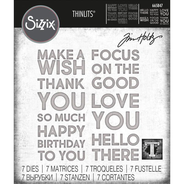 Sizzix Thinlits Dies By Tim Holtz 7/Pkg, Bold Text #1