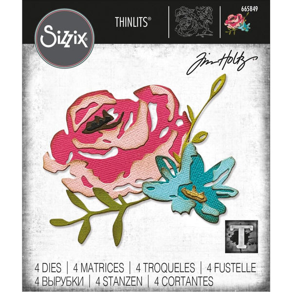 Sizzix Thinlits Dies By Tim Holtz 4/Pkg, Brushstroke Flowers #4
