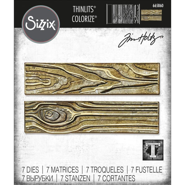 Sizzix Thinlits Dies By Tim Holtz 7/Pkg, Woodgrain, Colorize